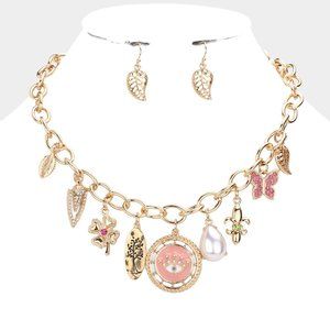 Leaf Clover Tree of Life Evil Eye Pearl Fleur de Lis Butterfly Pendant Necklace